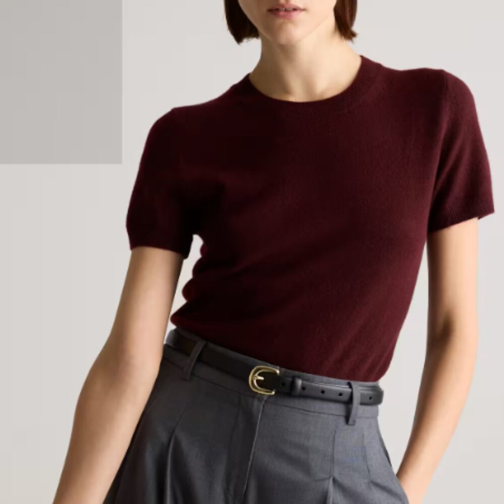 Quince Deep Red Crew Neck Sweater